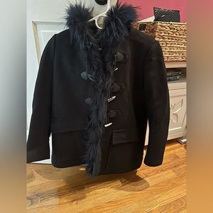 MAJE navy fur coat